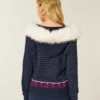 Kapuzenpullover mit Kunstfellbesatz und Fair-Isle-Muster Kapuzenpullover mit Kunstfellbesatz und Fair-Isle-Muster