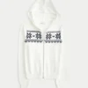 Kapuzenpullover mit Kunstfellbesatz und Fair-Isle-Muster