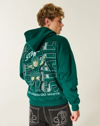 Kastenförmiger Hoodie mit Grafik der Michigan State University Spartans Kastenförmiger Hoodie mit Grafik der Michigan State University Spartans