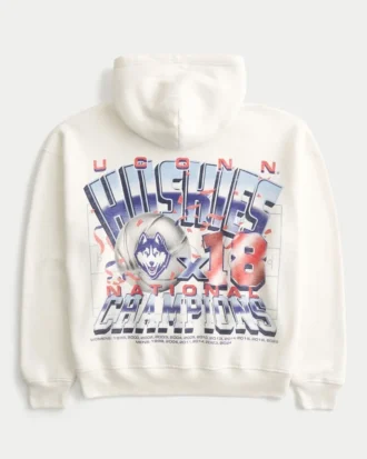 Kastenförmiger Hoodie mit Grafik der University of Connecticut Huskies Kastenförmiger Hoodie mit Grafik der University of Connecticut Huskies