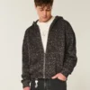 Kastenförmiger Hoodie mit Reißverschluss und Leopardenmuster Kastenförmiger Hoodie mit Reißverschluss und Leopardenmuster