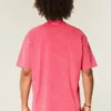 Kastenförmiges, gewaschenes, schweres T-Shirt mit Rundhalsausschnitt