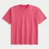 Kastenförmiges, gewaschenes, schweres T-Shirt mit Rundhalsausschnitt