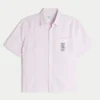 Kastenförmiges Kurzarm-Shirt aus Leinenmischung mit Key West-Grafik Kastenförmiges Kurzarm-Shirt aus Leinenmischung mit Key West-Grafik