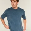 Kastenförmiges, schweres, gewaschenes Baumwoll-T-Shirt mit Rundhalsausschnitt