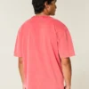 Kastenförmiges, schweres, gewaschenes Baumwoll-T-Shirt mit Rundhalsausschnitt