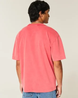 Kastenförmiges, schweres, gewaschenes Baumwoll-T-Shirt mit Rundhalsausschnitt