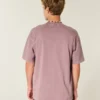 Kastenförmiges, schweres, gewaschenes Baumwoll-T-Shirt mit Rundhalsausschnitt