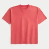 Kastenförmiges, schweres, gewaschenes Baumwoll-T-Shirt mit Rundhalsausschnitt