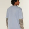 Kastenförmiges, schweres, gewaschenes Baumwoll-T-Shirt mit Rundhalsausschnitt