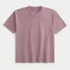 Kastenförmiges, schweres, gewaschenes Baumwoll-T-Shirt mit Rundhalsausschnitt