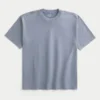 Kastenförmiges, schweres, gewaschenes Baumwoll-T-Shirt mit Rundhalsausschnitt