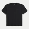 Kastenförmiges, schweres Micro-Logo-T-Shirt mit Rundhalsausschnitt