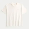 Kastenförmiges, schweres Micro-Logo-T-Shirt mit Rundhalsausschnitt