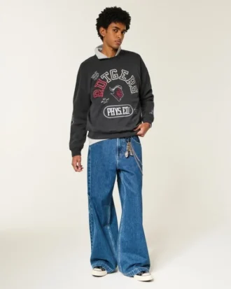 Kastenförmiges Sweatshirt mit Rutgers University Scarlet Knights Grafik Kastenförmiges Sweatshirt mit Rutgers University Scarlet Knights Grafik
