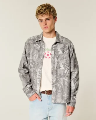 Kastig geschnittenes Flanellhemd mit Camouflage-Muster
