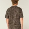 Kastig geschnittenes, schweres Baumwoll-T-Shirt mit Leopardenmuster