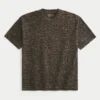 Kastig geschnittenes, schweres Baumwoll-T-Shirt mit Leopardenmuster