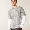 Kastig geschnittenes, schweres Camouflage-T-Shirt