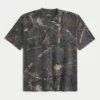 Kastig geschnittenes, schweres Camouflage-T-Shirt