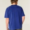 Kastig geschnittenes, schweres, gewaschenes T-Shirt mit Rundhalsausschnitt