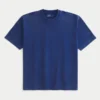 Kastig geschnittenes, schweres, gewaschenes T-Shirt mit Rundhalsausschnitt