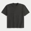 Kastig geschnittenes, schweres, gewaschenes T-Shirt mit Rundhalsausschnitt