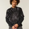 Kastig geschnittenes, schweres Tie-Dye-Baumwoll-T-Shirt mit Rundhalsausschnitt