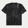 Kastig geschnittenes, schweres Tie-Dye-Baumwoll-T-Shirt mit Rundhalsausschnitt