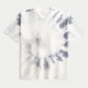 Kastig geschnittenes, schweres Tie-Dye-Baumwoll-T-Shirt mit Rundhalsausschnitt