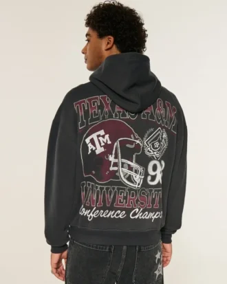 Kastiger Hoodie mit Grafik der Texas A&M University Aggies