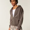 Kastiger Hoodie mit Reißverschluss