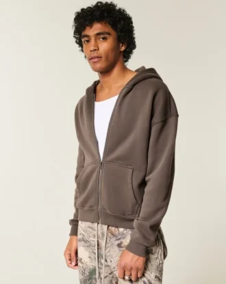 Kastiger Hoodie mit Reißverschluss