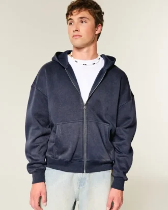 Kastiger Hoodie mit Reißverschluss