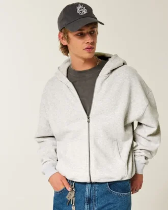 Kastiger Hoodie mit Reißverschluss