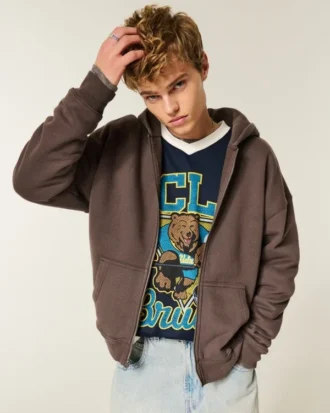 Kastiger Hoodie mit Reißverschluss