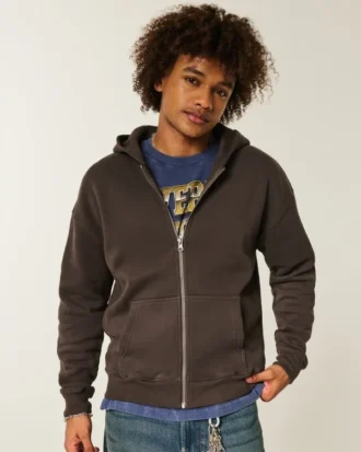 Kastiger Hoodie mit Reißverschluss
