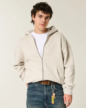 Kastiger Hoodie mit Reißverschluss