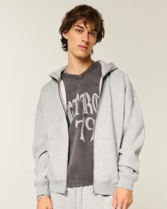 Kastiger Hoodie mit Reißverschluss