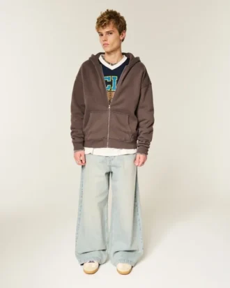 Kastiger Hoodie mit Reißverschluss
