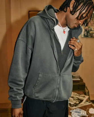 Kastiger Hoodie mit Reißverschluss