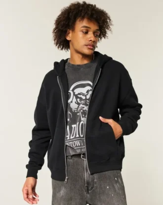 Kastiger Hoodie mit Reißverschluss