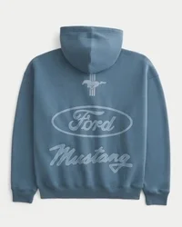 Kastiger Hoodie mit Reißverschluss und Ford Mustang-Grafik