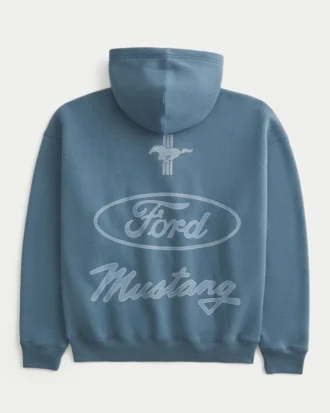Kastiger Hoodie mit Reißverschluss und Ford Mustang-Grafik