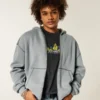 Kastiger, thermofutterter Kapuzenpullover mit Reißverschluss
