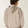Kastiger, thermofutterter Kapuzenpullover mit Reißverschluss