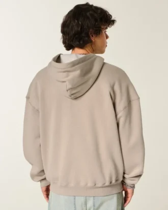 Kastiger, thermofutterter Kapuzenpullover mit Reißverschluss