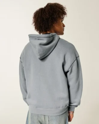 Kastiger, thermofutterter Kapuzenpullover mit Reißverschluss