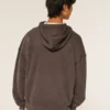 Kastiger, thermofutterter Kapuzenpullover mit Reißverschluss
