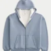 Kastiger, thermofutterter Kapuzenpullover mit Reißverschluss